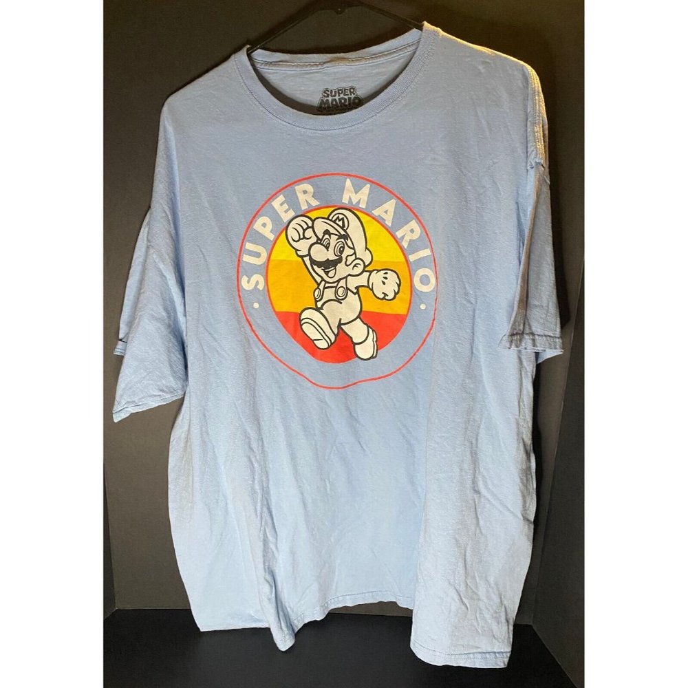 Super Mario Spell Out Mad Engine Blue Mens 2XL XXL T-Shirt Tee Graphic 2022